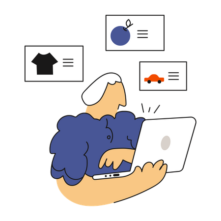 Woman doing online Shopping Illustration