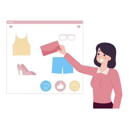 Woman doing Online Shopping Illustration