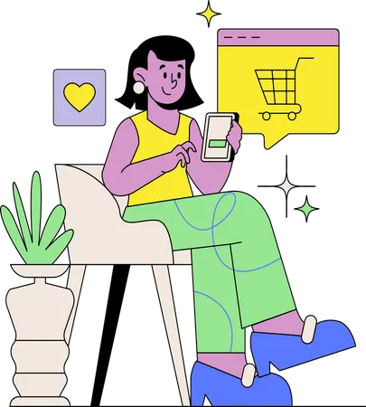 Woman doing online Shopping  Illustration