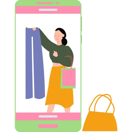 The Girl Is Shopping Online Illustration