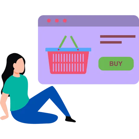 The Girl Is Shopping Online Illustration