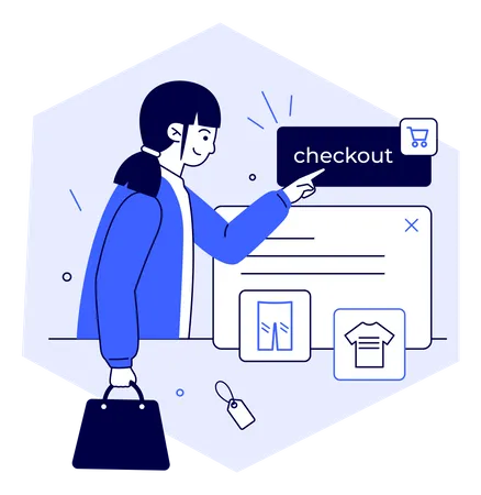 Woman Doing Online Shopping Checkout  Illustration