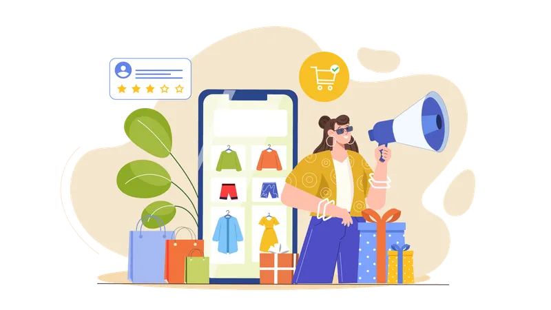 Woman doing online shopping during festival sale  Illustration