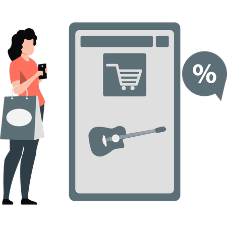 Woman doing online shopping  Illustration