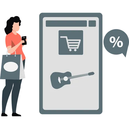 Woman doing online shopping  Illustration