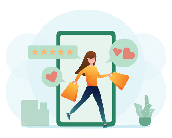 Woman doing online shopping  Illustration