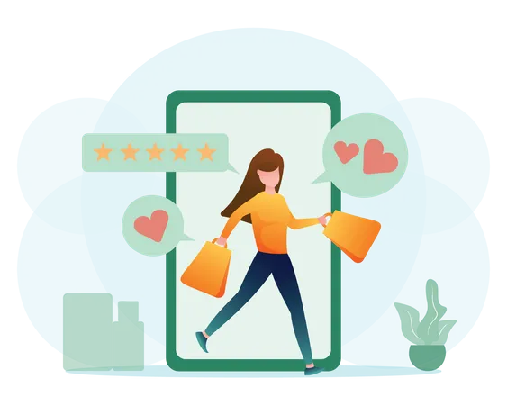 Woman doing online shopping  Illustration