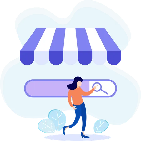 Woman doing online shopping  Illustration