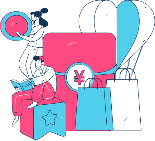 Woman doing online shopping  Illustration