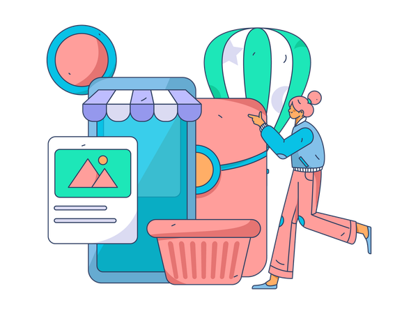 Woman doing online shopping  Illustration