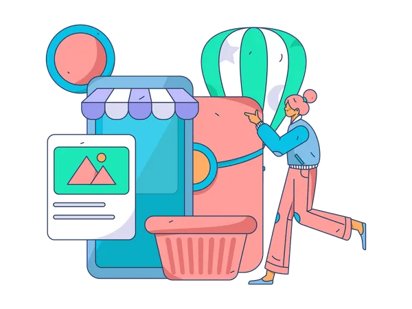 Woman doing online shopping  Illustration