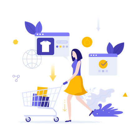 Woman doing online shopping  Illustration