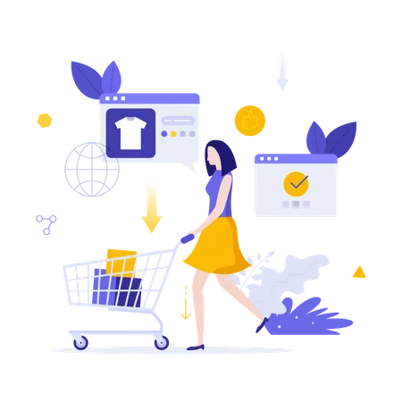 Woman doing online shopping  Illustration