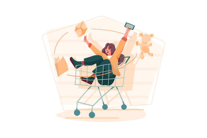 Woman Doing Online Shopping  Illustration