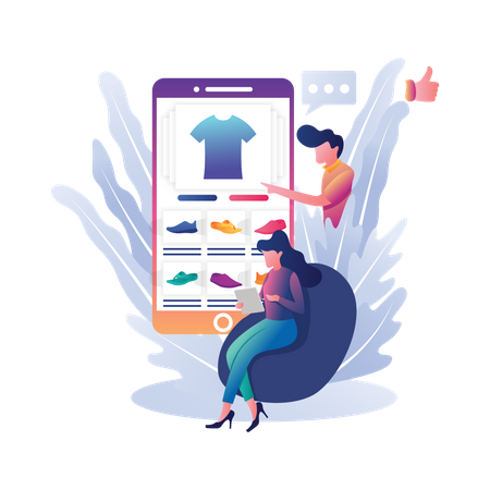 Woman doing online shopping  Illustration