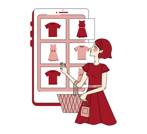 Woman doing online shopping  Illustration