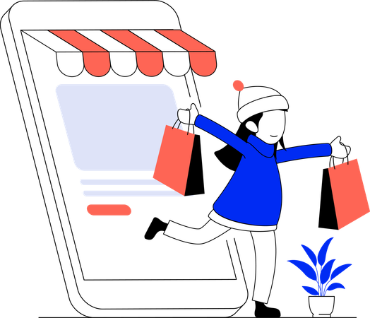 Woman doing online shopping  Illustration