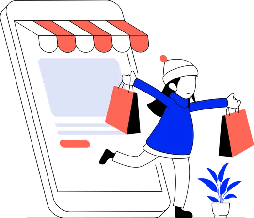 Woman doing online shopping  Illustration