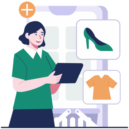 Woman doing Online Shopping  Illustration