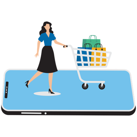 Woman doing online shopping  Illustration