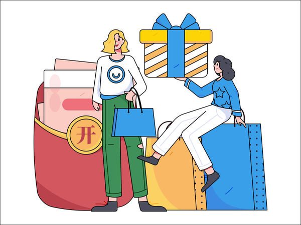 Woman doing online shopping  Illustration