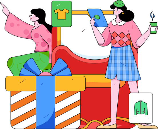 Woman doing online shopping  Illustration