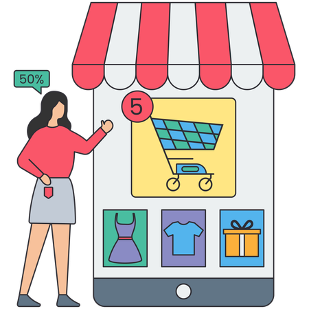 Woman doing online shopping  Illustration