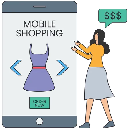 Woman doing online shopping  Illustration