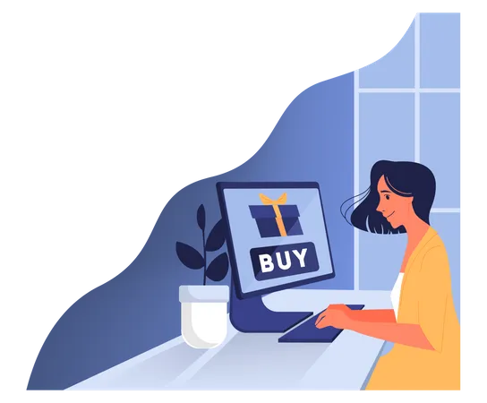 Woman doing online shopping  Illustration