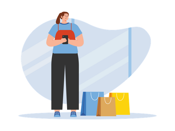 Woman doing online shopping  Illustration