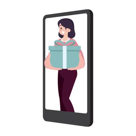 Woman doing online shopping  Illustration