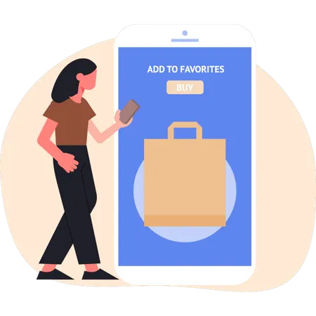 Woman doing online shopping  Illustration