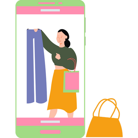 Woman doing online shopping  Illustration