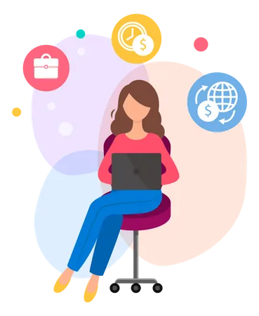 Woman doing online shopping  Illustration