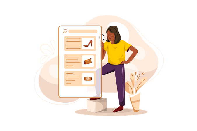 Woman doing Online Shopping  Illustration