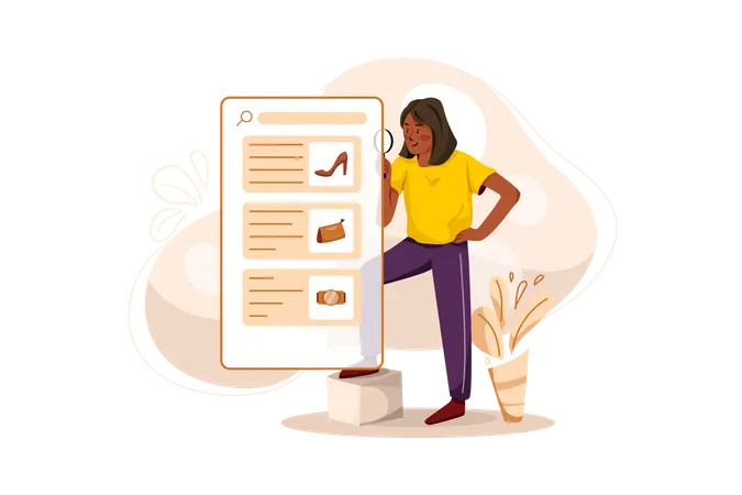 Woman doing Online Shopping  Illustration