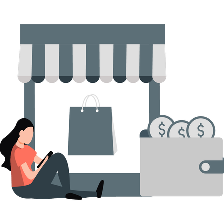 Woman doing online shopping  Illustration