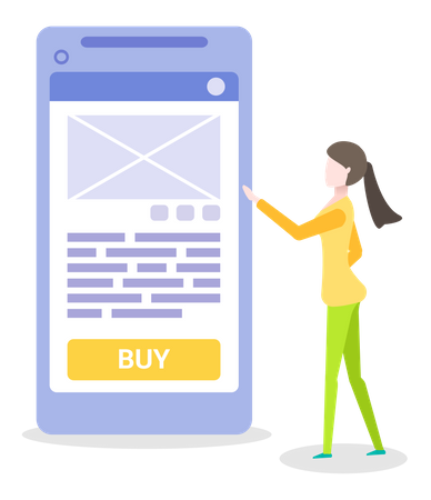 Woman doing online shopping  Illustration