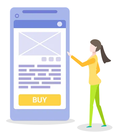 Woman doing online shopping  Illustration