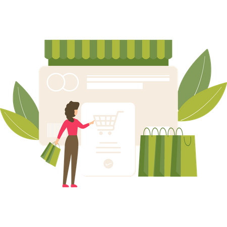 Woman doing online shopping  Illustration