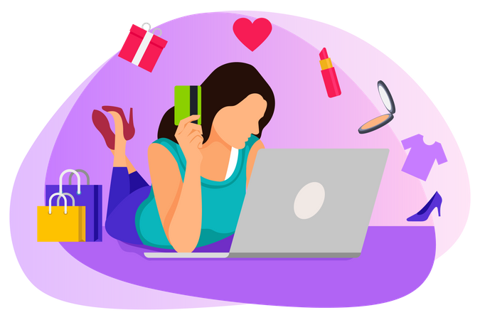 Woman doing online shopping  Illustration