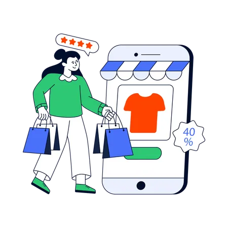 Woman doing Online Shopping  Illustration