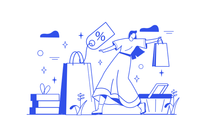 Woman doing online shopping  Illustration