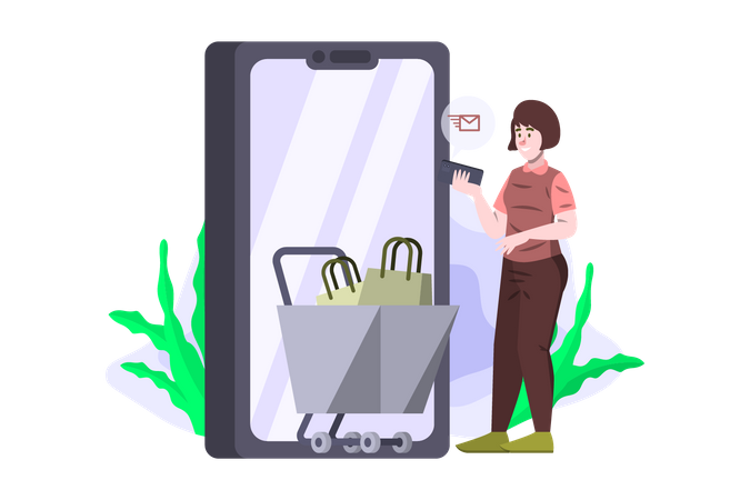 Woman doing online shopping  Illustration