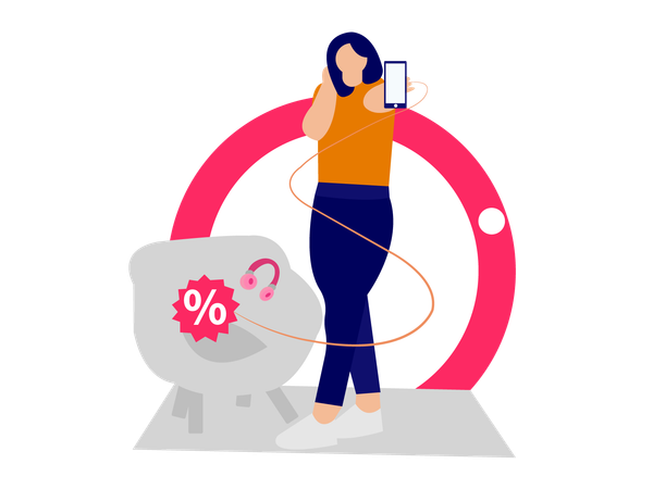 Woman doing online shopping  Illustration