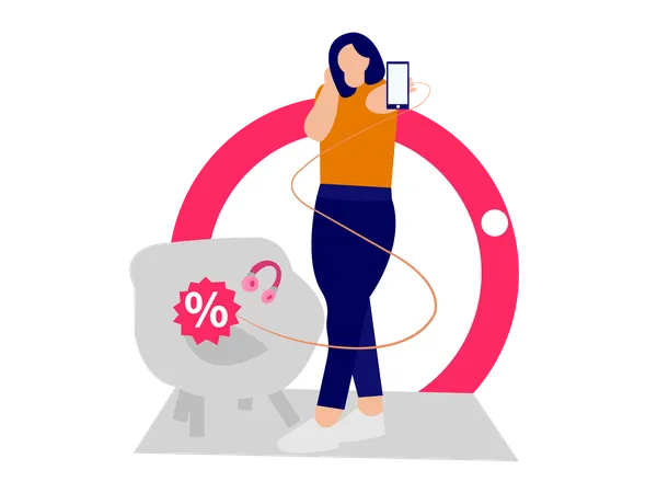 Woman doing online shopping  Illustration