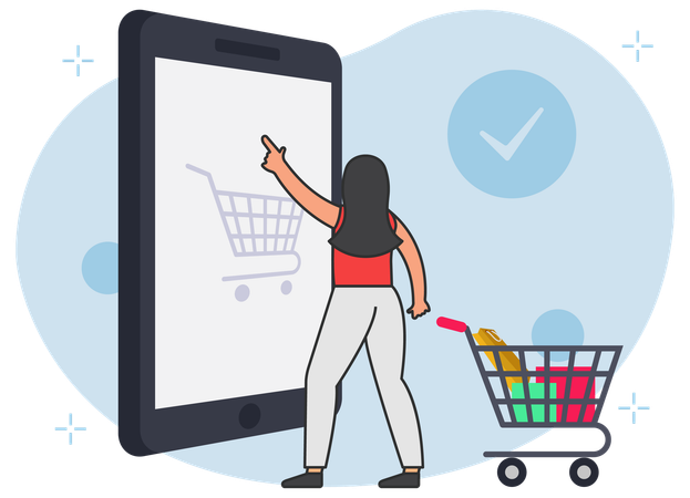 Woman doing online shopping  Illustration