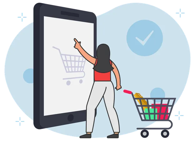 Woman doing online shopping  Illustration