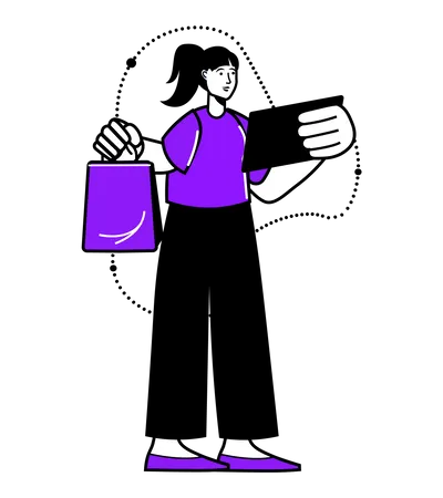 Woman doing online shopping  Illustration