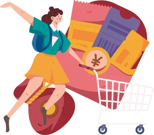 Woman doing online shopping  Illustration